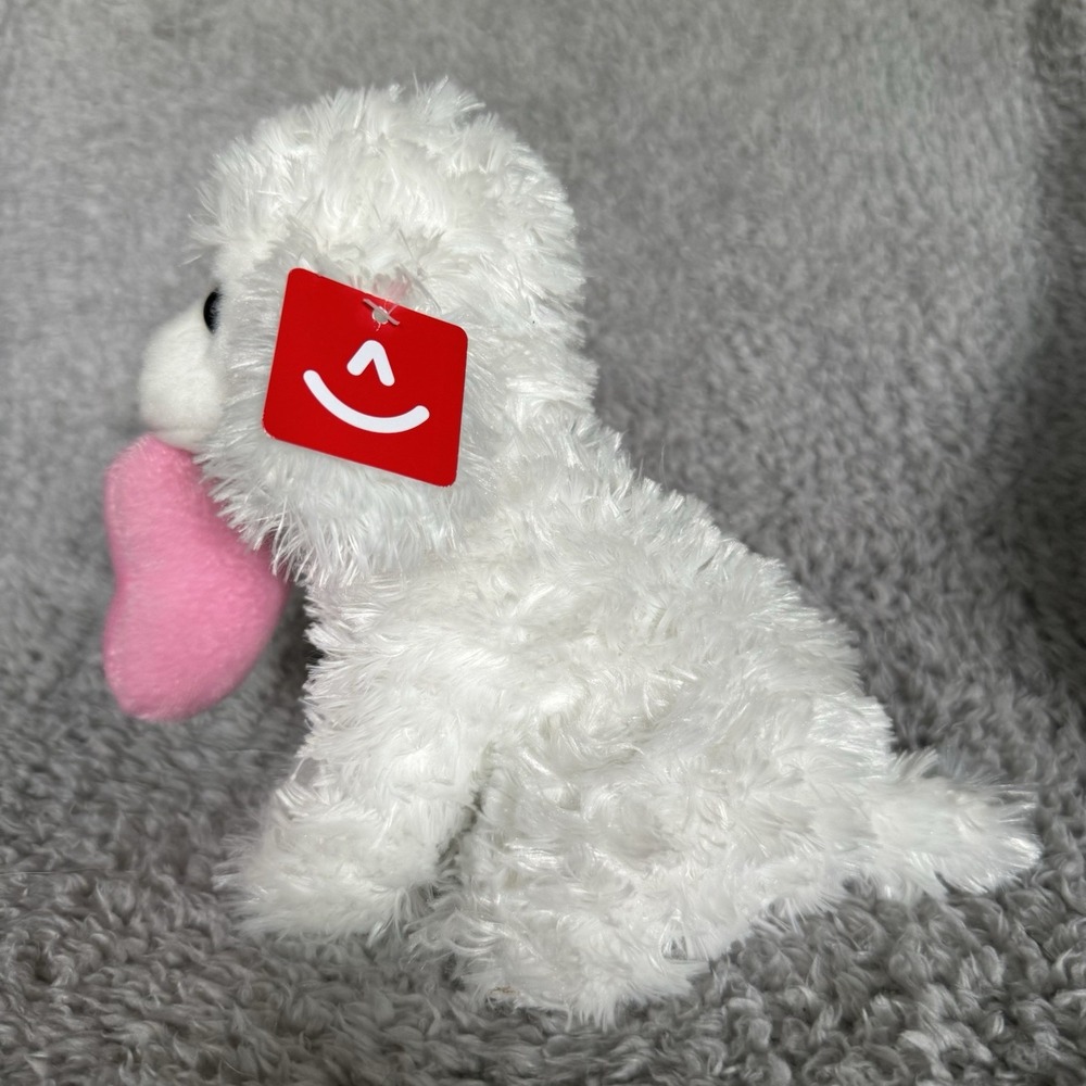 Aurora Poodle Plush 10" White Dog‎ Stuffed Animal Soft Toy Hanging Pink Heart - Picture 4 of 8